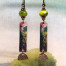 Boucles d’oreilles composées de pendentifs en cuivre illustré reprenant un détail du tableau de Monet, "Le Jardin de l'artiste à Giverny". Bijoux uniques.
