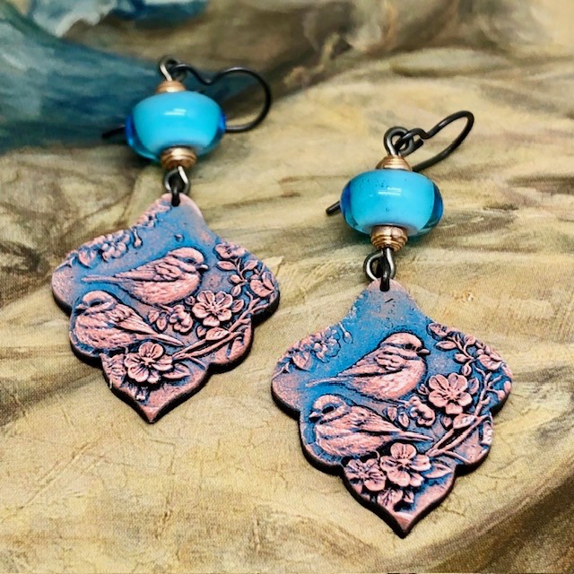 Boucles d'oreilles Oiseaux roses, Pink birds, nature – Image 2