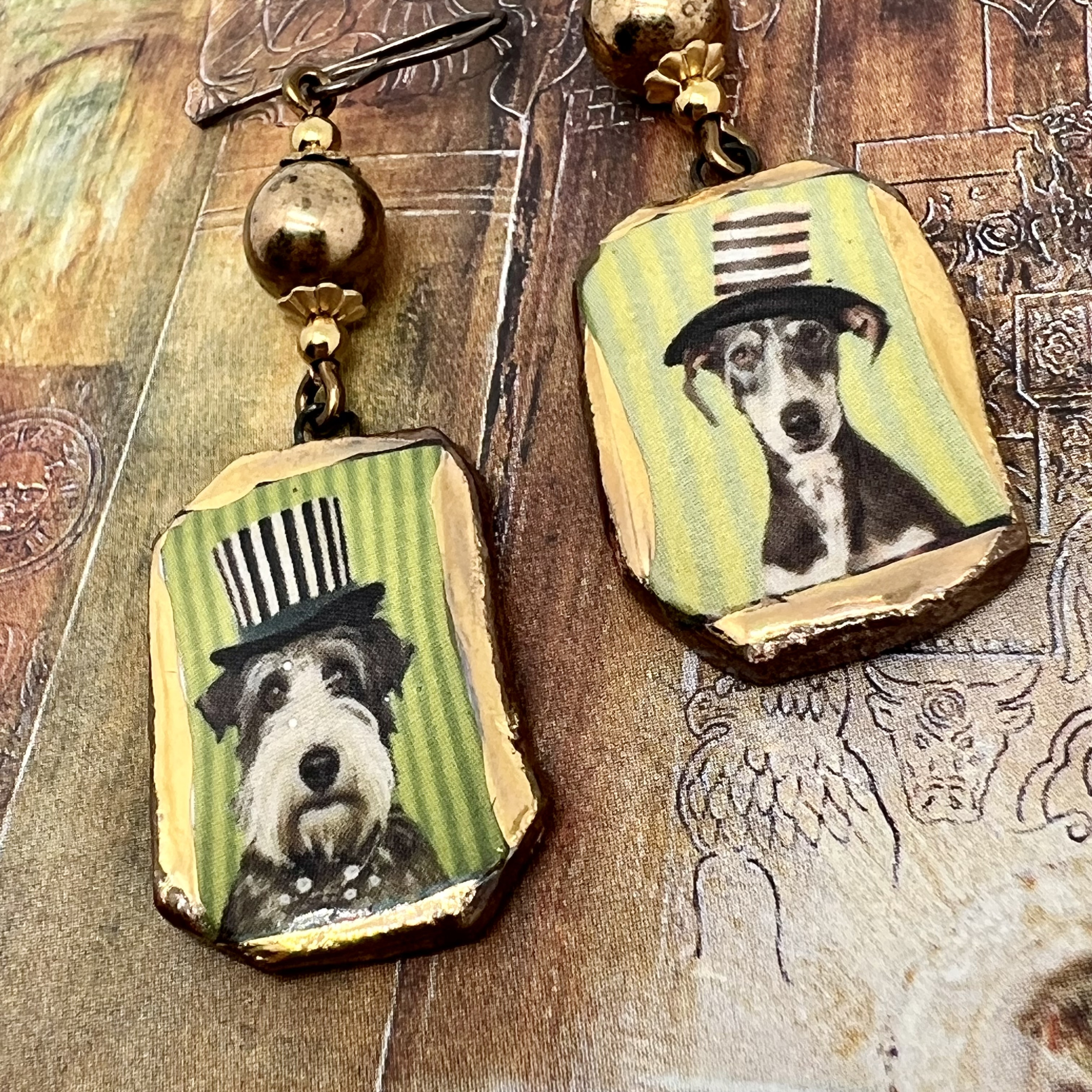 Boucles d'oreilles Dogs in top hats, chien – Image 4