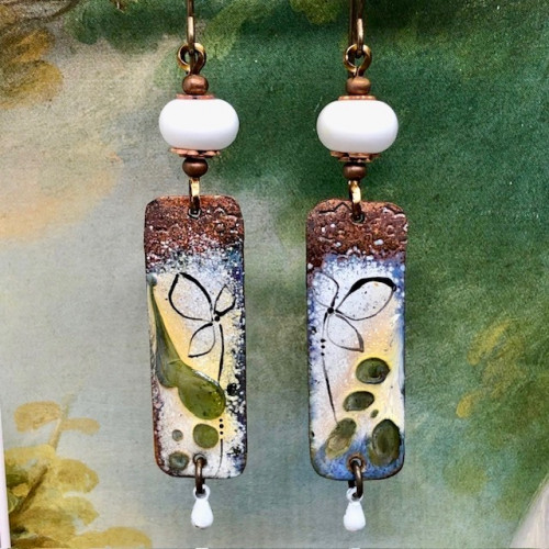 bijou-boucles d'oreilles-fleur noire-émaux-1