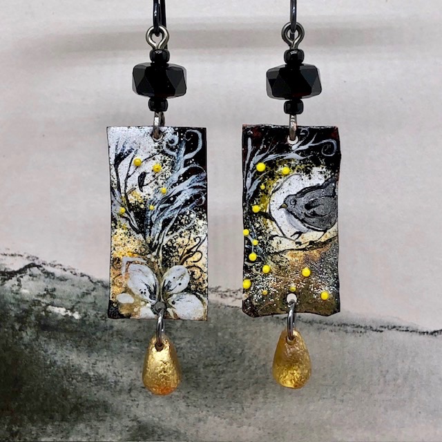 Boucles d'oreilles Grey bird, oiseau, nature – Image 3