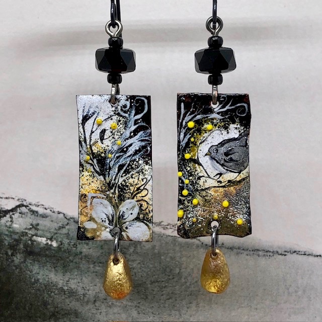 Boucles d'oreilles Grey bird, oiseau, nature – Image 5