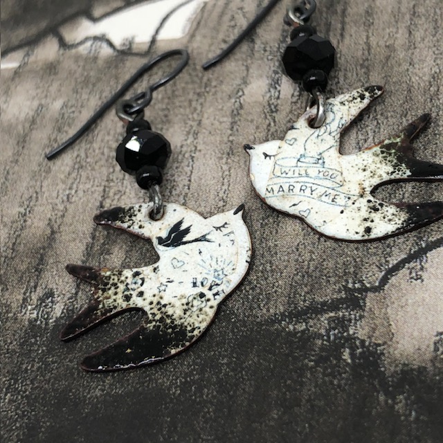 Boucles d'oreilles Hirondelles, swallows, oiseau – Image 2