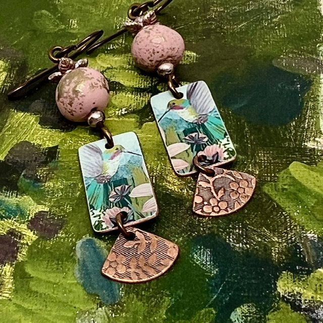Boucles d'oreilles Petits colibris, nature, oiseau – Image 2