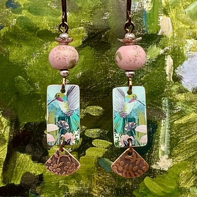 Boucles d'oreilles Petits colibris, nature, oiseau – Image 3