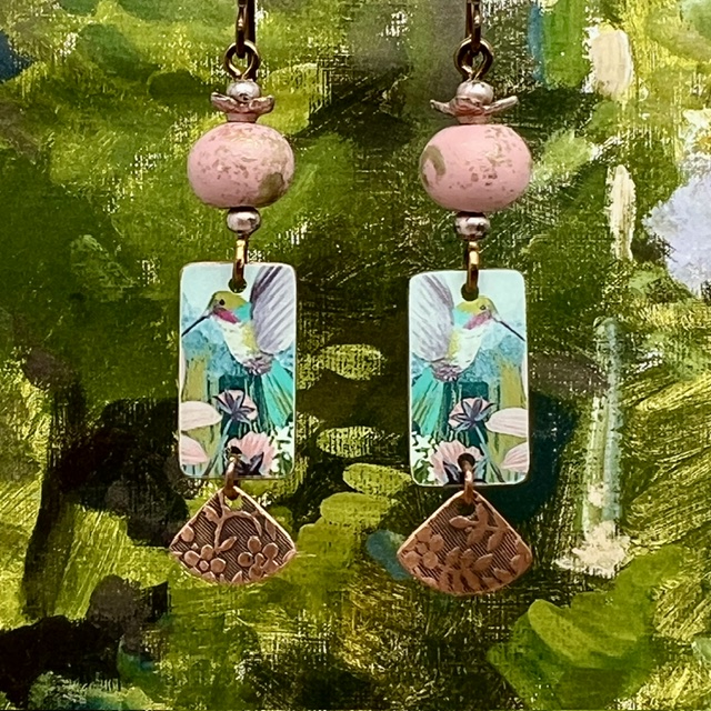 Boucles d'oreilles Petits colibris, nature, oiseau – Image 5