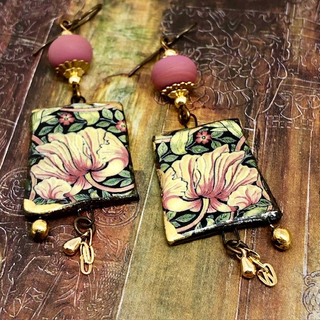 Boucles d'oreilles The Pimpernel, Pink, arts décoratifs, – Image 2