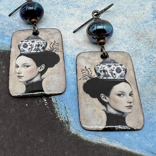 Boucles d'oreilles Porcelain girl, portrait – Image 4