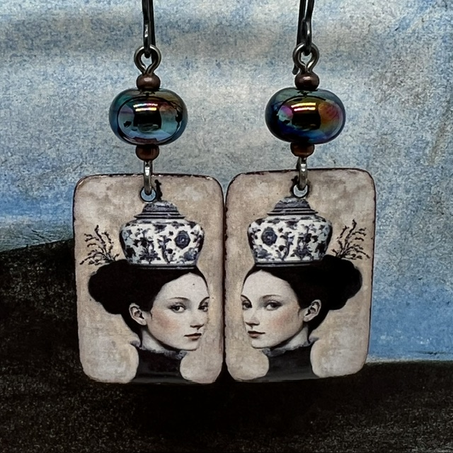 Boucles d'oreilles Porcelain girl, portrait – Image 5