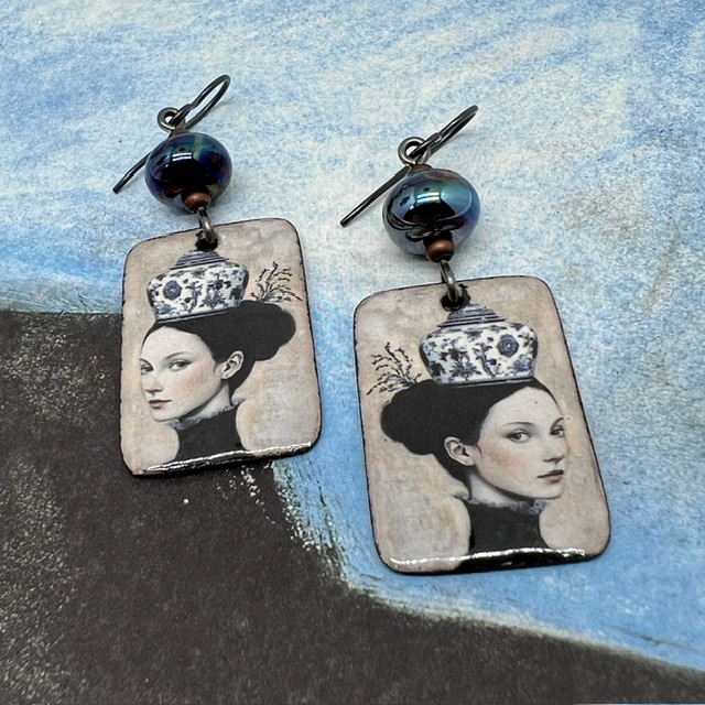 Boucles d'oreilles Porcelain girl, portrait – Image 6