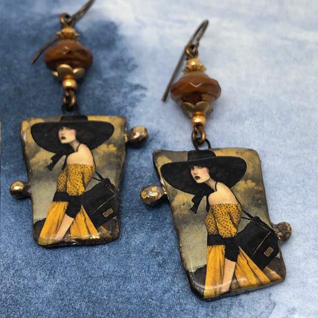 Boucles d'oreilles Woman with a black hat, mode – Image 2