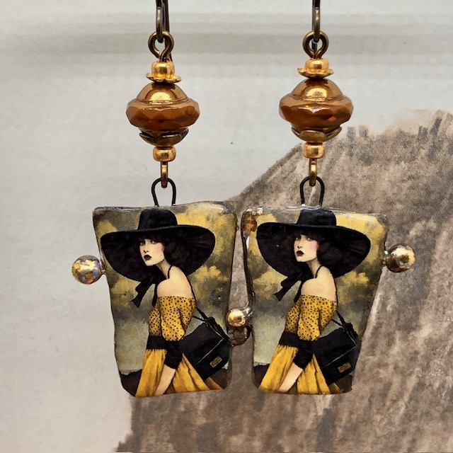 Boucles d'oreilles Woman with a black hat, mode – Image 5