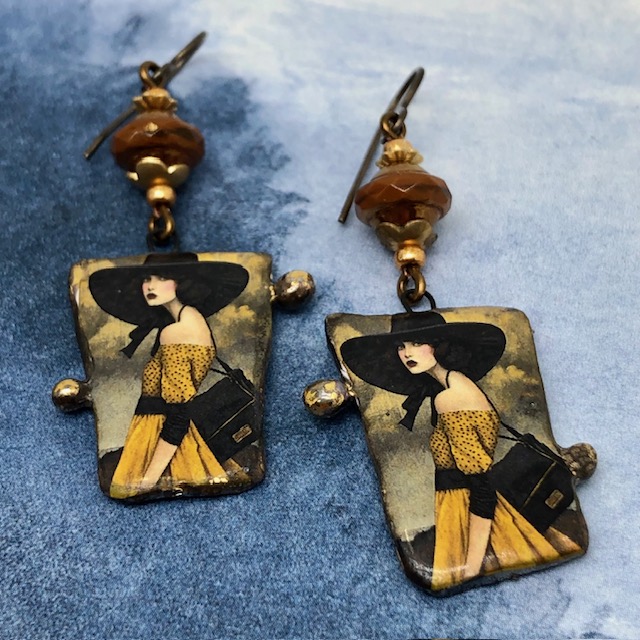 Boucles d'oreilles Woman with a black hat, mode – Image 6