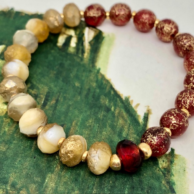 Bracelet Rouge et jaune or, élastique, stretch – Image 4